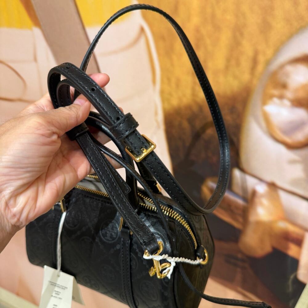 Authentic‼️Tory Burch T Monogram Leather Petite Barrel Bag 164873 - Picture 10 of 12